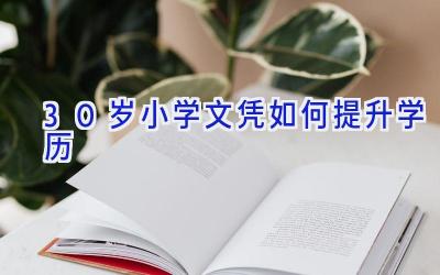 30岁小学文凭如何提升学历