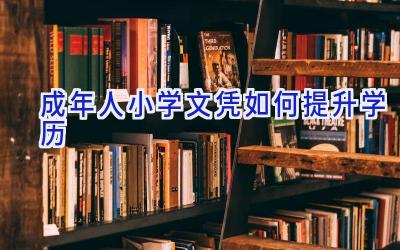 成年人小学文凭如何提升学历