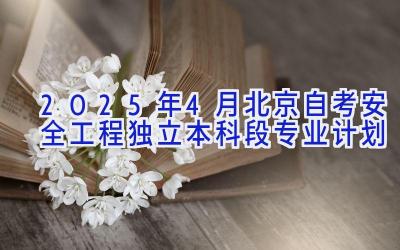 2025年4月北京自考安全工程（独立本科段）专业计划