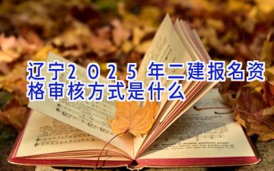 辽宁2025年二建报名资格审核方式是什么