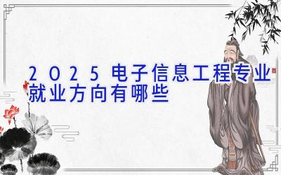 2025电子信息工程专业就业方向有哪些