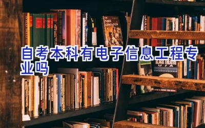 自考本科有电子信息工程专业吗