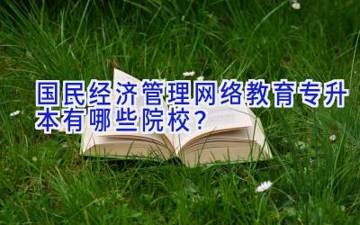 国民经济管理网络教育专升本有哪些院校？