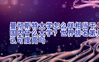 曼彻斯特大学怎么样相当于国内什么大学？世界排名第几认可度高吗