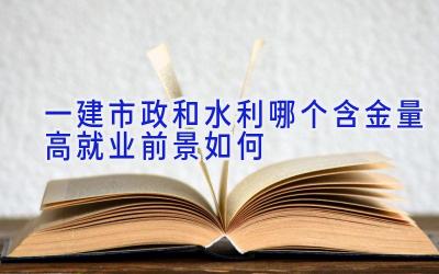 一建市政和水利哪个含金量高 就业前景如何