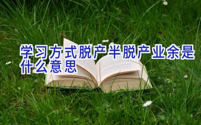 学习方式 脱产 半脱产 业余是什么意思