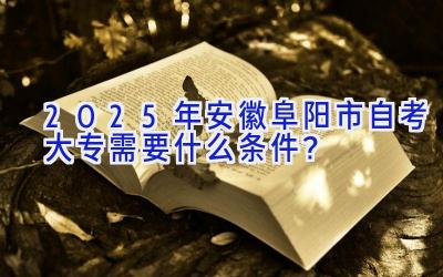 2025年安徽阜阳市自考大专需要什么条件？