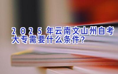 2025年云南文山州自考大专需要什么条件？