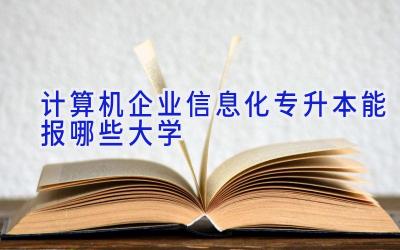 计算机企业信息化专升本能报哪些大学