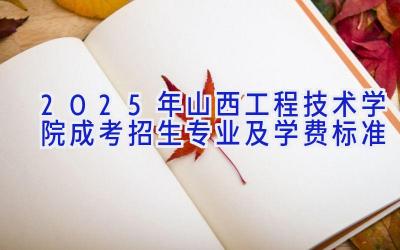 2025年山西工程技术学院成考招生专业及学费标准